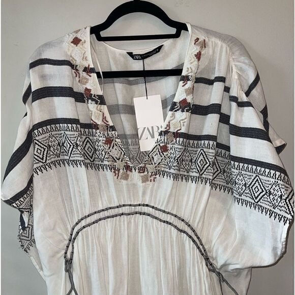 Zara BEADED KAFTAN DRESS Size M-L - Picture 9 of 12